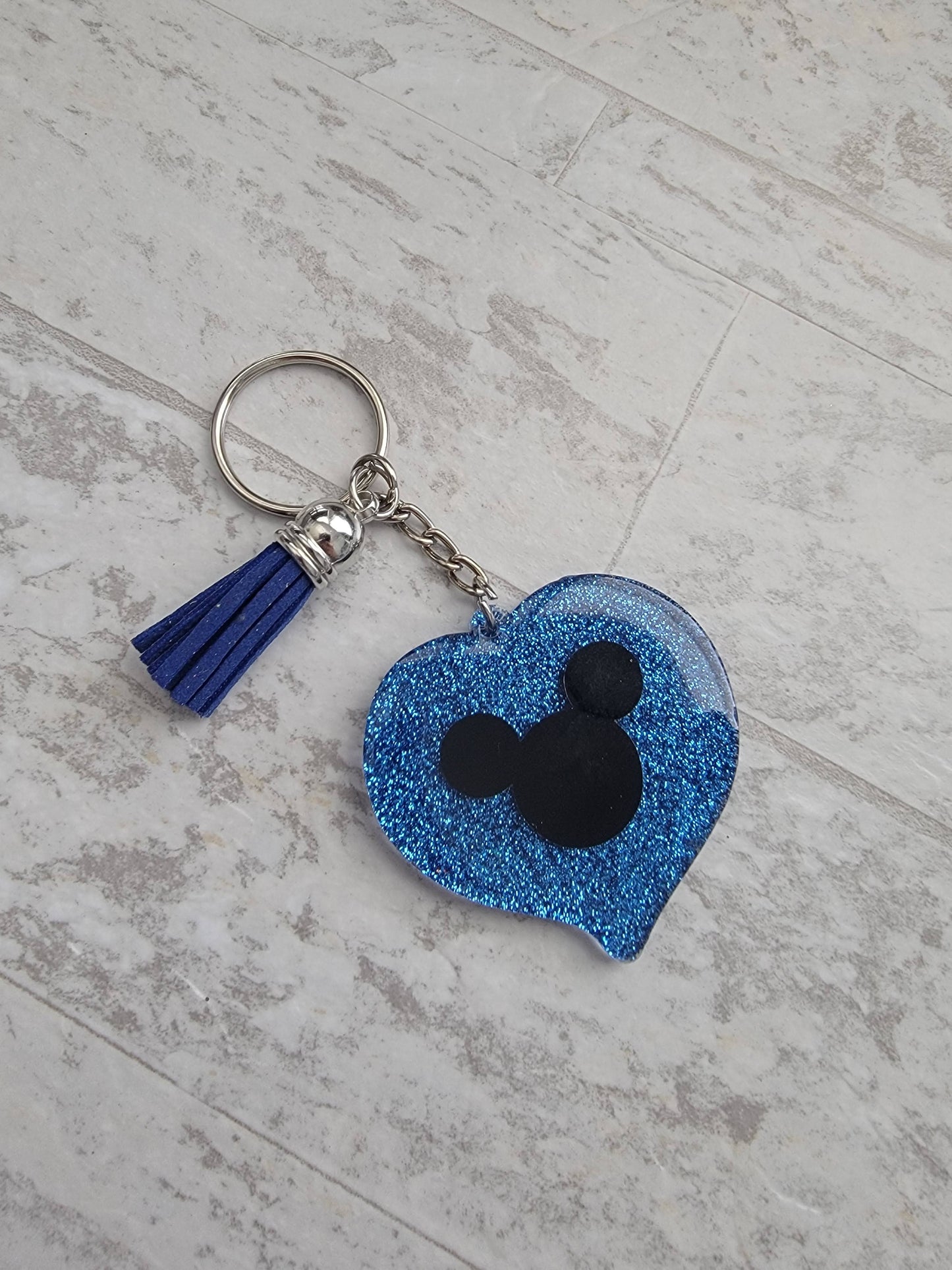 Blue Heart Mouse Keychain