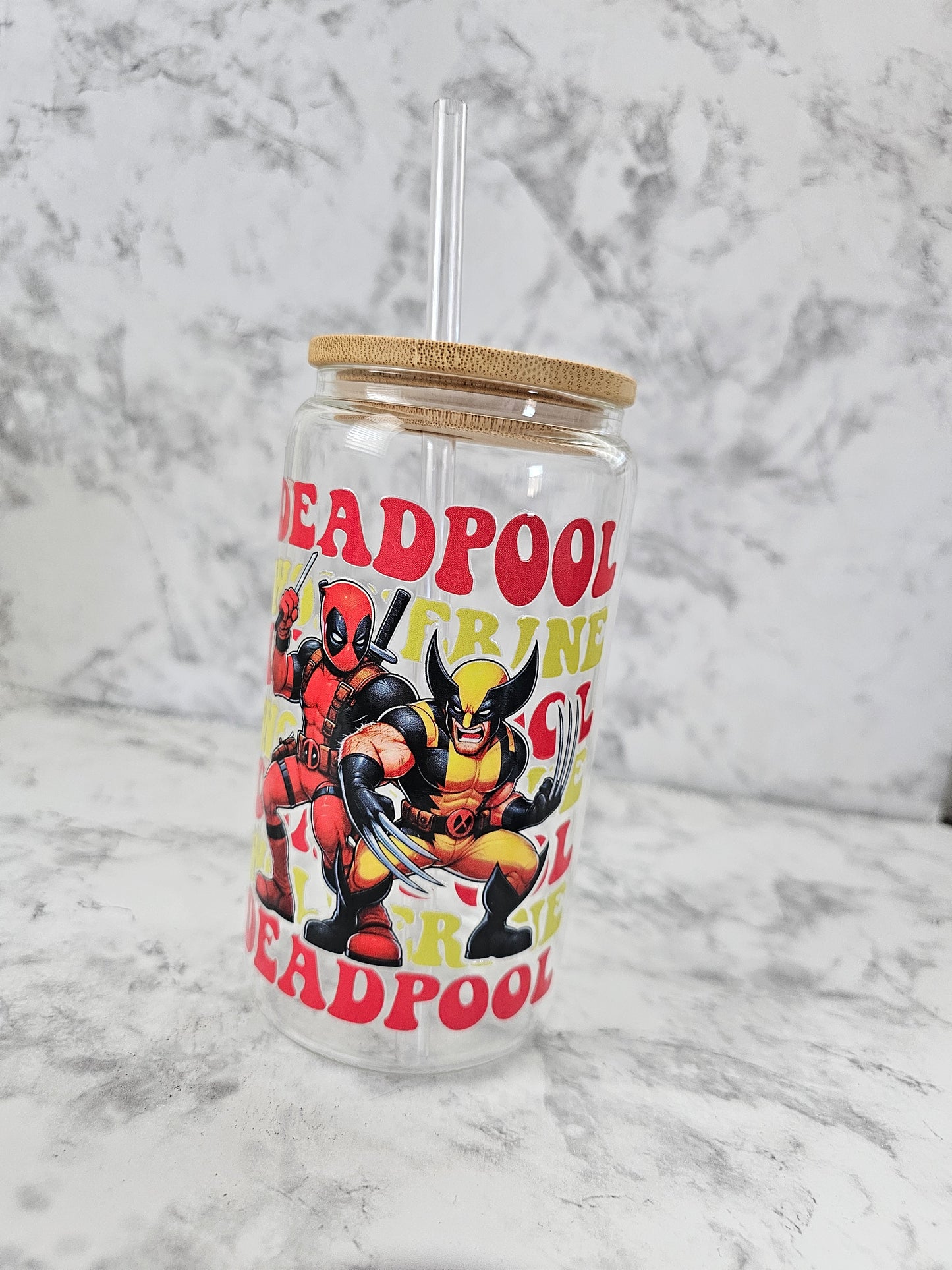 Deadpool Wolverine Glass Tumbler