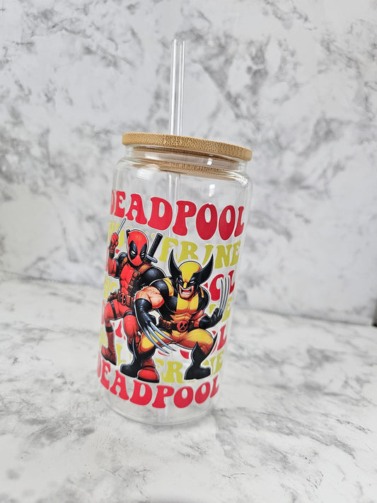 Deadpool Wolverine Glass Tumbler